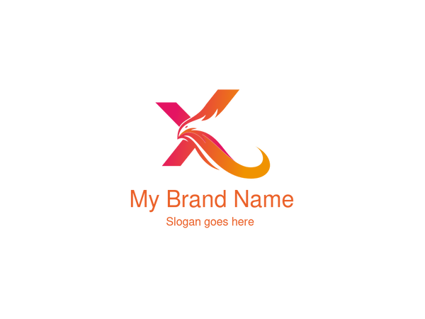 Phoenix Fire Feather X Logo Design